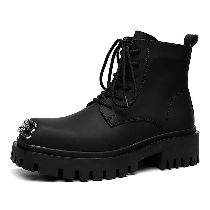 

Дерби Мартин ботинки на толстой подошве мужские в британском стиле с большой головкой увеличивающие рост локомотивные европейские, американские и китайские трендовые ботинки 20788-R 38 чёрный