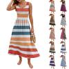 Ladies' Striped Summer Casual and Fashionable Sleeveless Long Dress