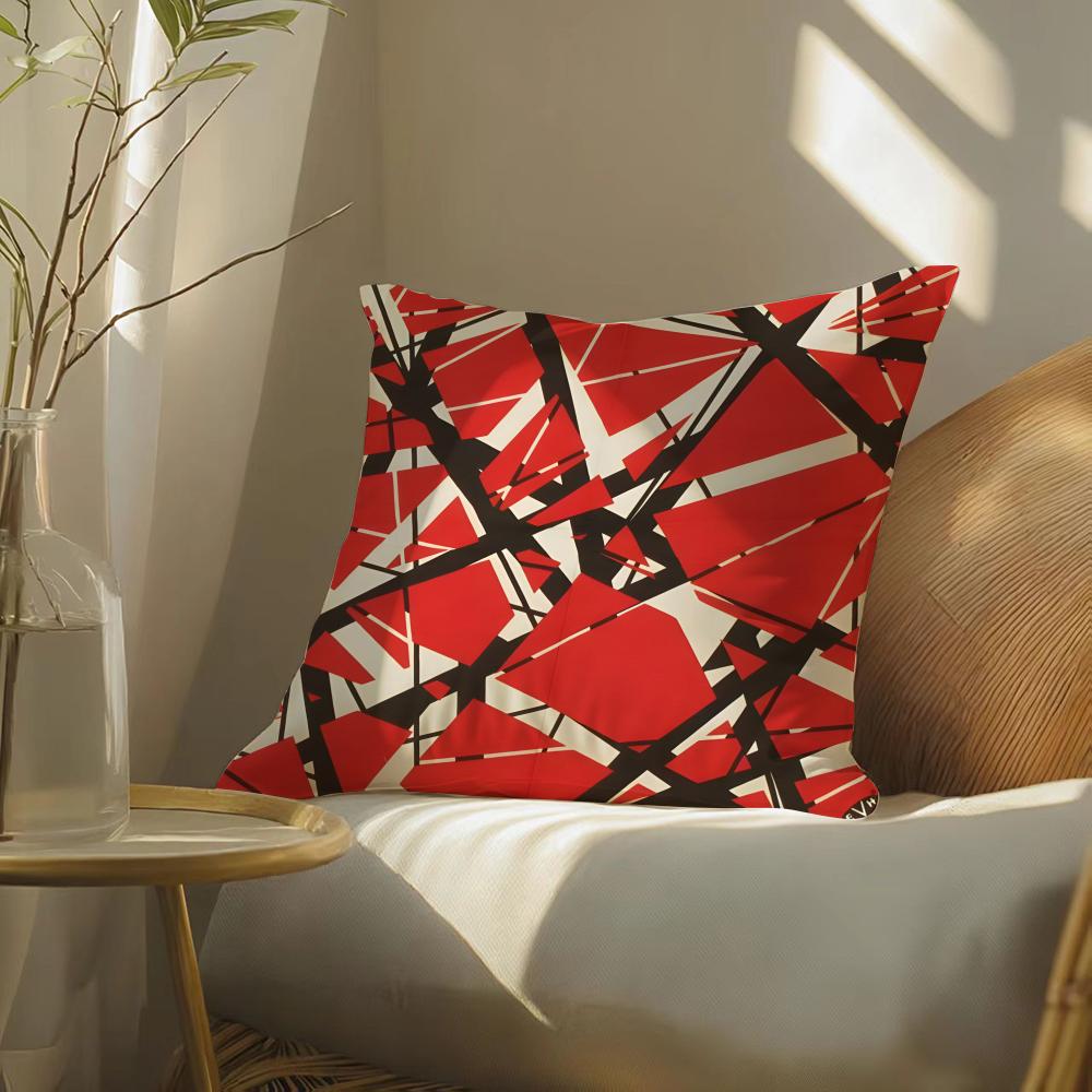 Van HHalen Rock Band Pillow Case DoubleSided Plush Sofa Cushion Covers Organic Breathable Invisible Zipper