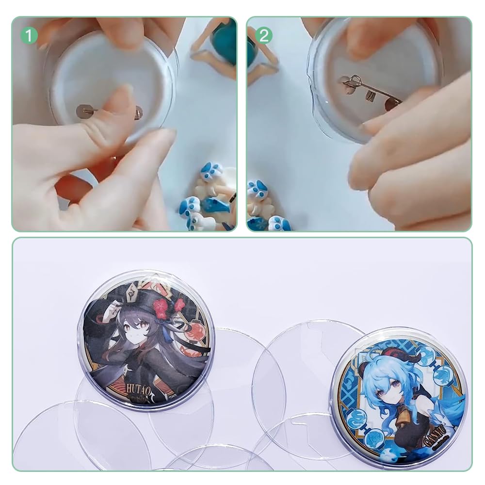 YIBOOOM Pin Badge for Perforated Collection Display Protects and Stores Pin Badges 55mm Pin Covers, 20-Piece Set, Transparent, Badges, Goods, (Fits