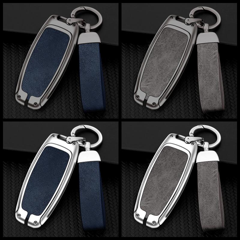 Zinc Alloy and Leather Car Key Case Protective Shell for  A3 A4 A5 A7 A6 C8 Q8 Q7 Q5 Q4 Q3 E-tron Car Key Cover Accessories