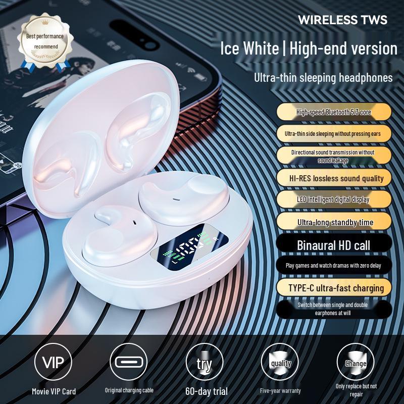M52 Low-Latency Mini In-Ear Wireless Bluetooth Sleep Earphones with Digital Display