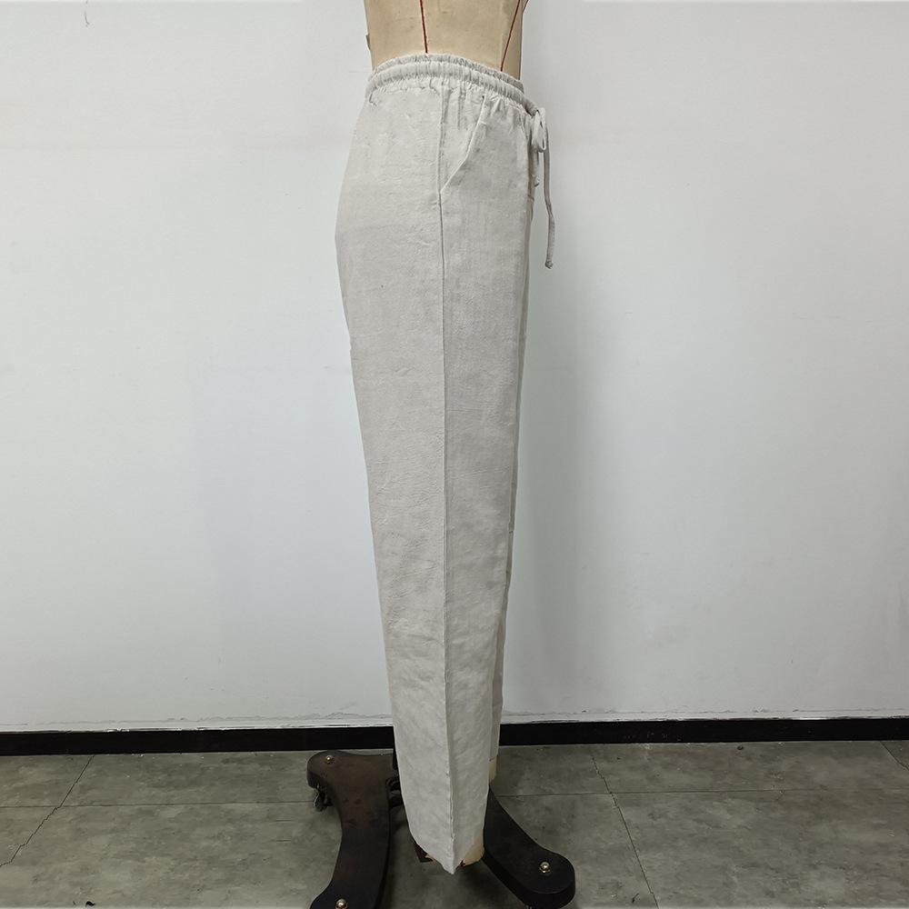 Women's Commuter Draped Solid Color Tie Pocket High Waist Wide Leg Casual Pants