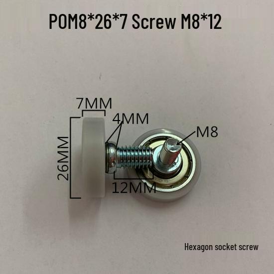 626 Rubber-Coated Nylon Roller with Shaft, 608 Bearing Pulley Wheel Guide