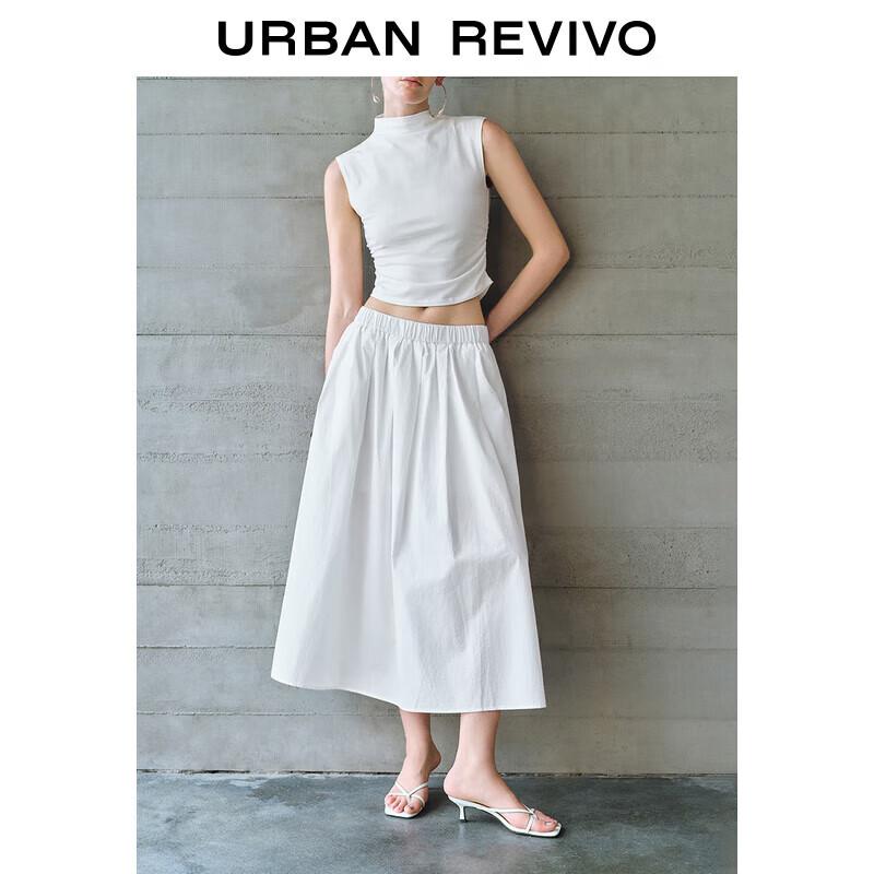 UR Women s 2025 Spring Casual Elastic Waist A-Line Maxi Skirt S