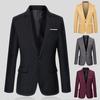 Flap Pockets Long Sleeve Men Blazer Casual Single Button Lapel Suit Jacket Male Clothing