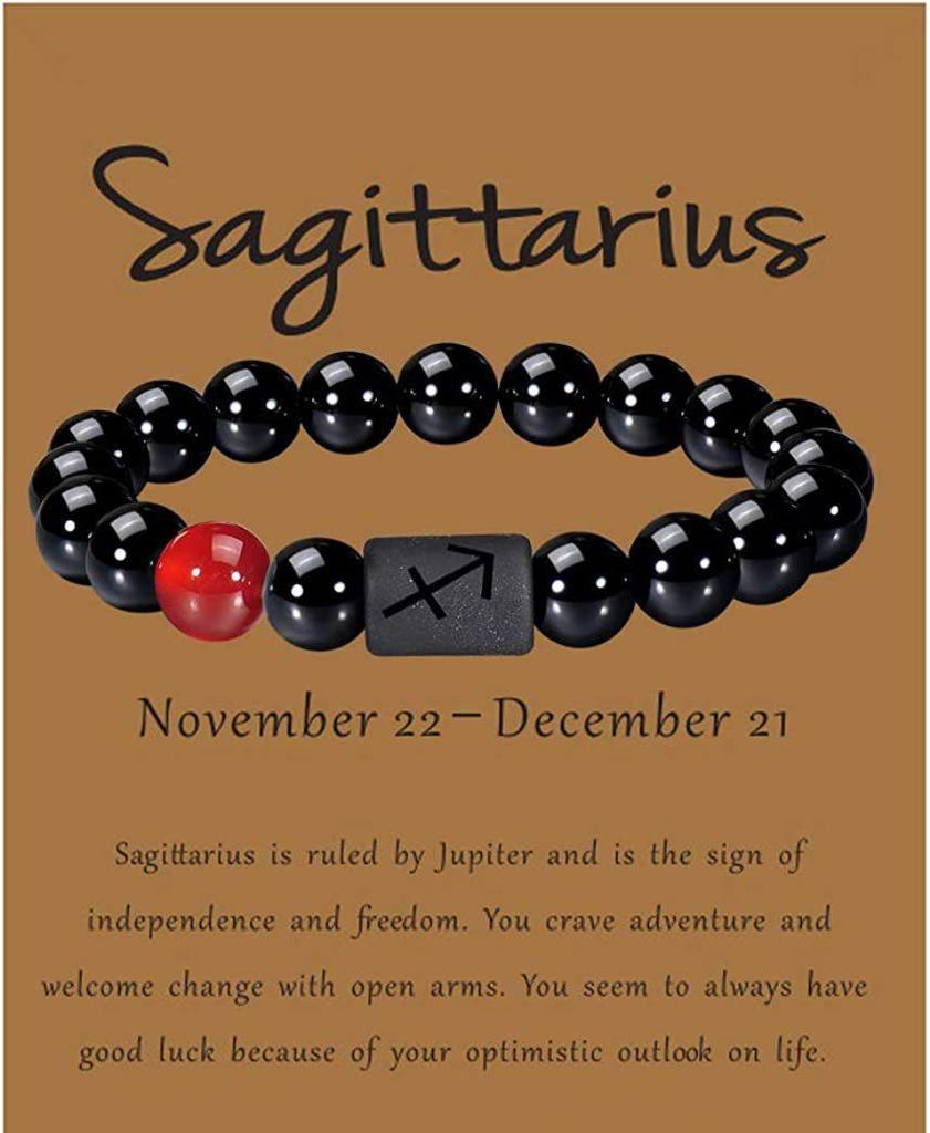 Twelve Constellations Obsidian Tiger's Eye Beaded Bracelet with Elastic Cord