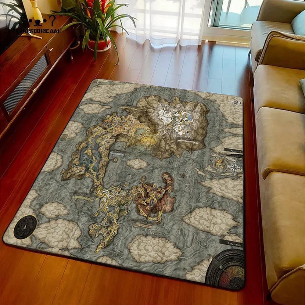 3D Middle Earth Map Large Carpet Rug for Home Living Room Bedroom Sofa Doormat Decor Vintage Fantasy Floor Mat for Library Study