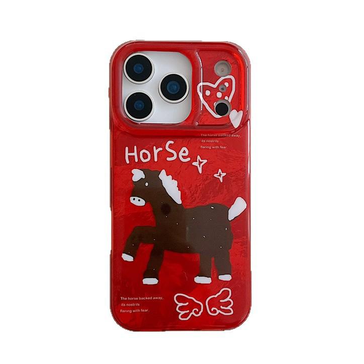 Graffiti Love Heart Horse Lanyard for iPhone 17/16 Pro Max/15/14 Case - Premium Feel