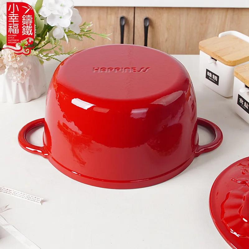 25cm Cast Iron Pots for Cooking Braised Cooking Pot Cookware Enamel Cast Iron Hotpot Kitchen Accessories Non Stick Pots and Pans