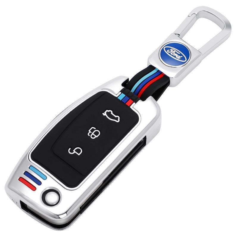 Ford Classic Focus Fiesta Key Cover - Car Protective Shell with Metal Buckle for Folding Key (Old Model & Ecosport)
