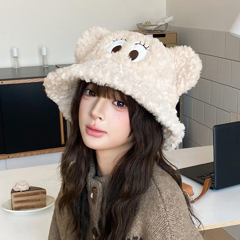 Plush Fisherman Cute Hat With Big Eyed Embroidery And Ear Design Daily For