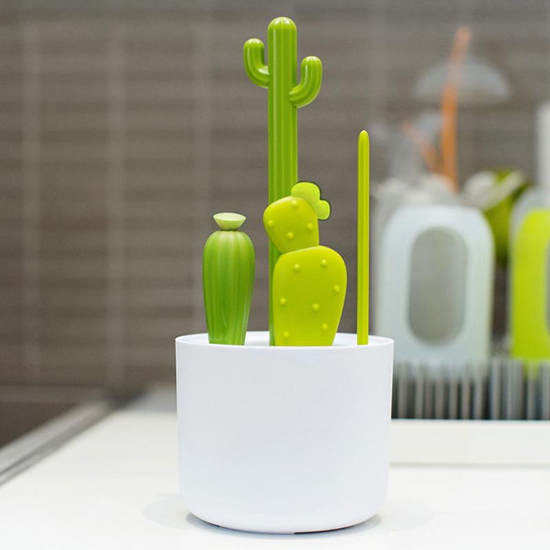 Cactus Cleaning Kit - Complete Bottle Cleaning Set | Bpa-Free, Durable Nylon Bristles | Baby Bottle Cleaner, Straw Brush