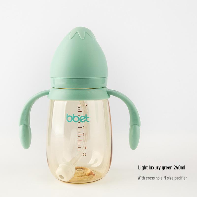 

Large PPSU Drop-Resistant Baby Bottle with Straw for Newborns & Toddlers (1-3+ Years) зелёный