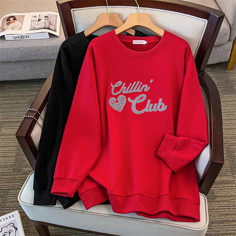 

Plus Size Loose Autumn Hoodie - Sizes 150/160/170 (1132) for Up to 300 Jin 7XL червоний