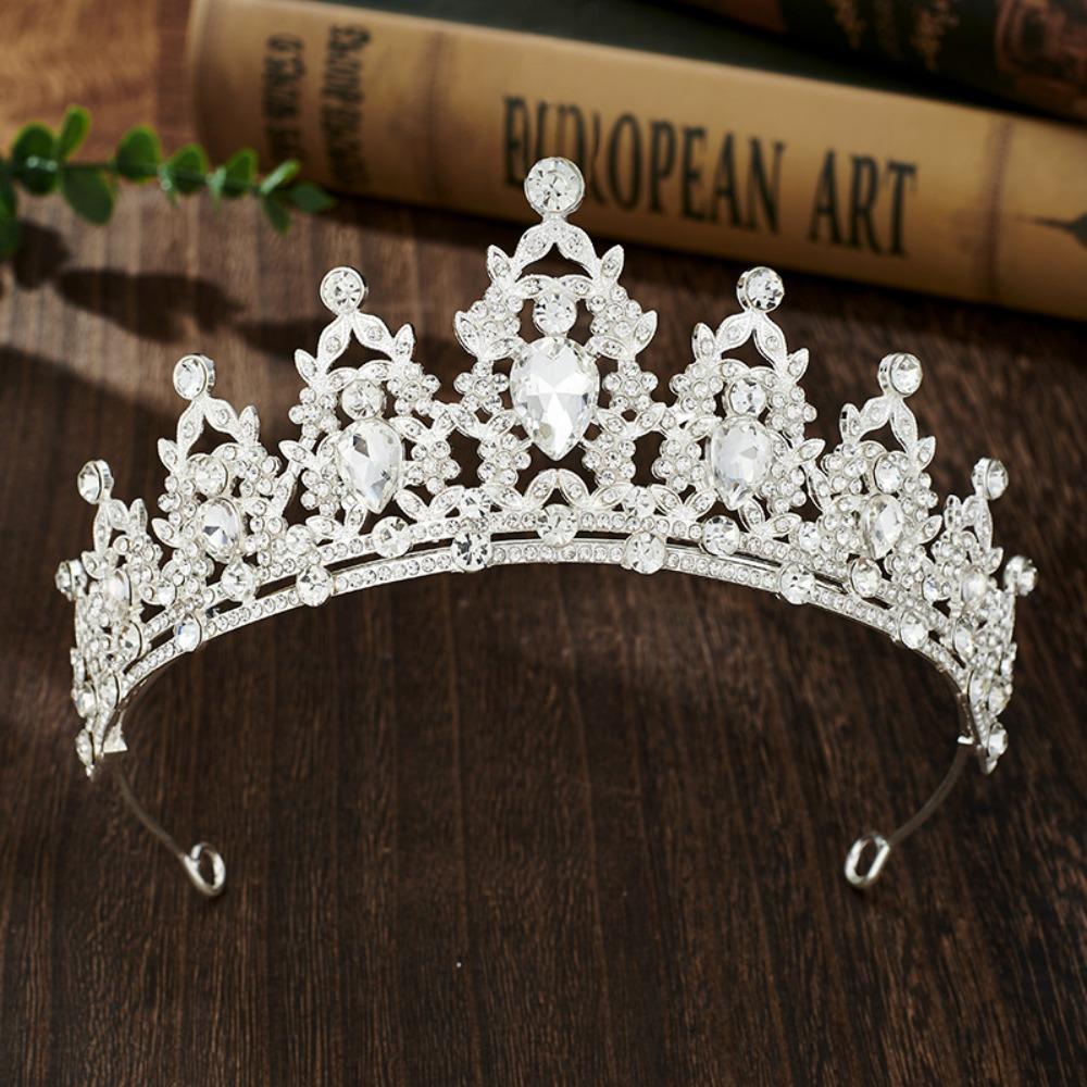 

Vintage Queen Crown Exquisite Women Hair Hoop Hair Accessories Rhinestone Crown Wedding Style A