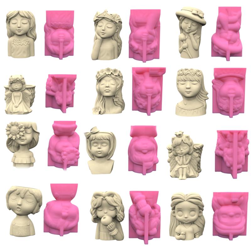 Stifthalter Blumentopf Silikonform Niedliche Mädchen Epoxidharzform DIY Dekoration Werkzeuge Sukkulenten Pflanzgefäß Herstellungszubehör