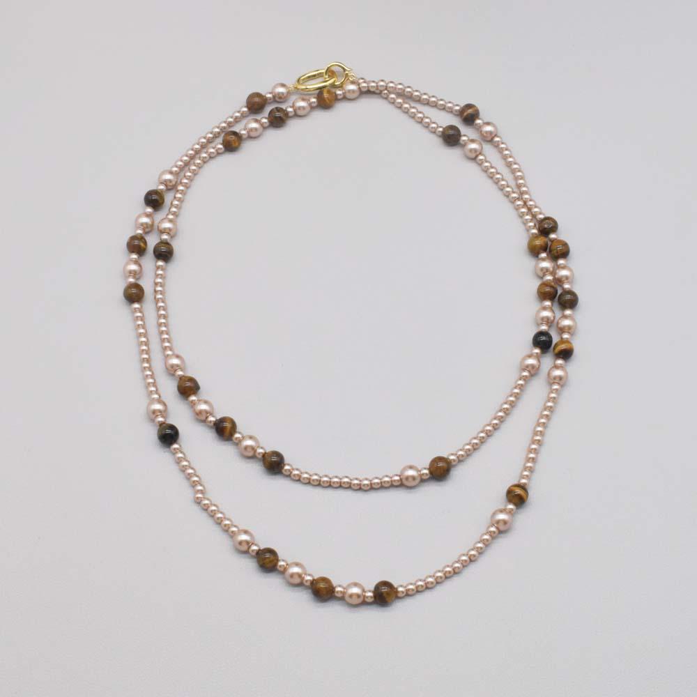 Colar de Contas Olho de Tigre Maillard: Corrente de Clavícula Elegante e Versátil com Senso de Design Único.