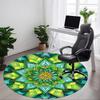 1PC Green Mandala Pattern Office Round Rug, Non Slip, Soft and Durable Office Rug for Interior Decoration, Perfect for Office