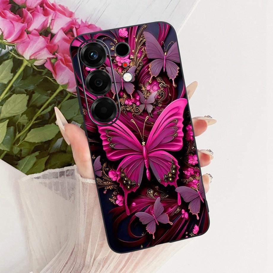 Flower Cartoon Fashion Design Phone Case For Tecno Camon 50 4G CN5 Camon50 Funda Soft Lisquid Silicone Shockproof Back Cover
