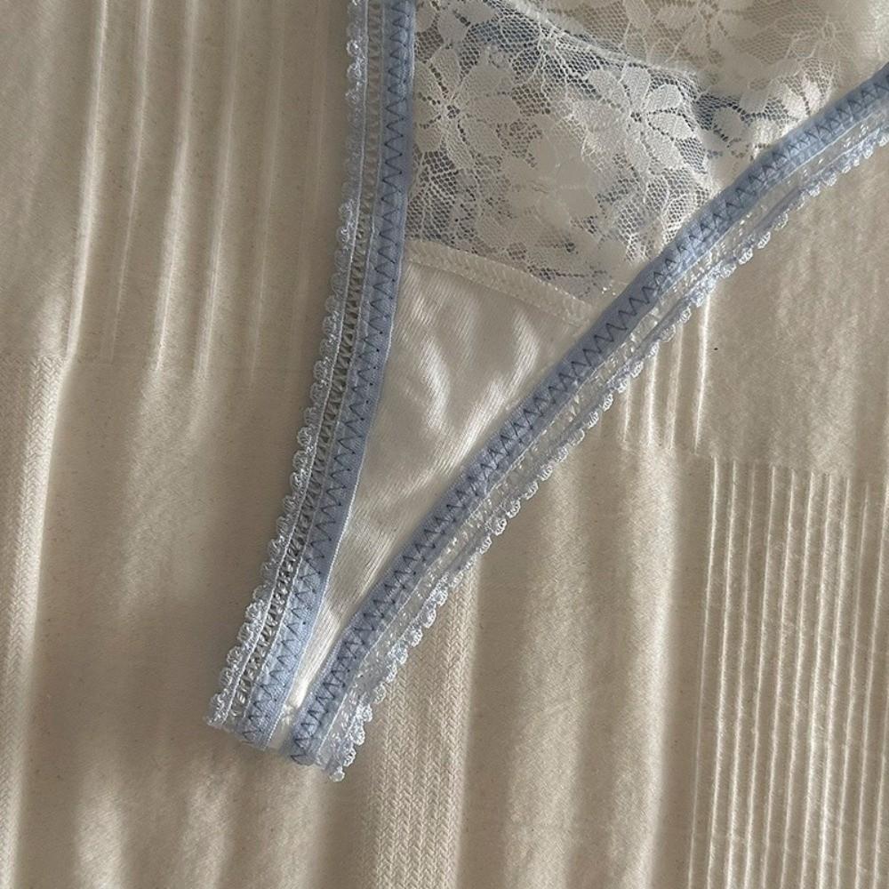 Transparent Underwear for Women Bow Panties Mesh Lace Briefs Sweet Flower Lace Thong  Girl