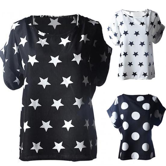 

Женский дышащий топ с волнистой точкой, повседневная свободная блузка с коротким рукавом XXL чёрный