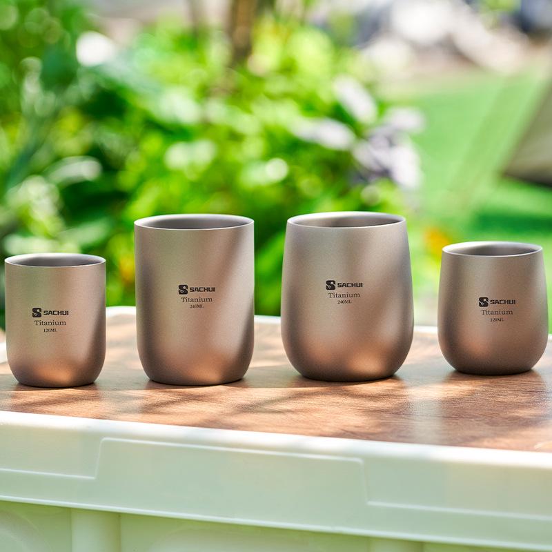 Ultralight Double-Layer Titanium Cup for Camping and Office