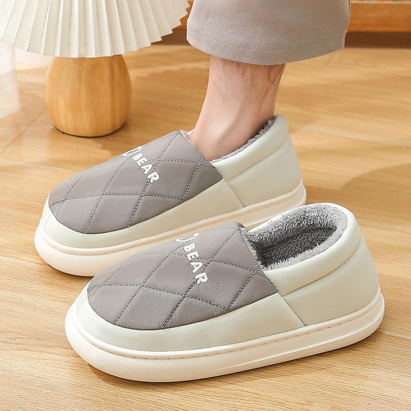 Cotton slippers men's bag heel velvet thick-soled non-slip winter new warm can be worn outside home cotton shoes men's
