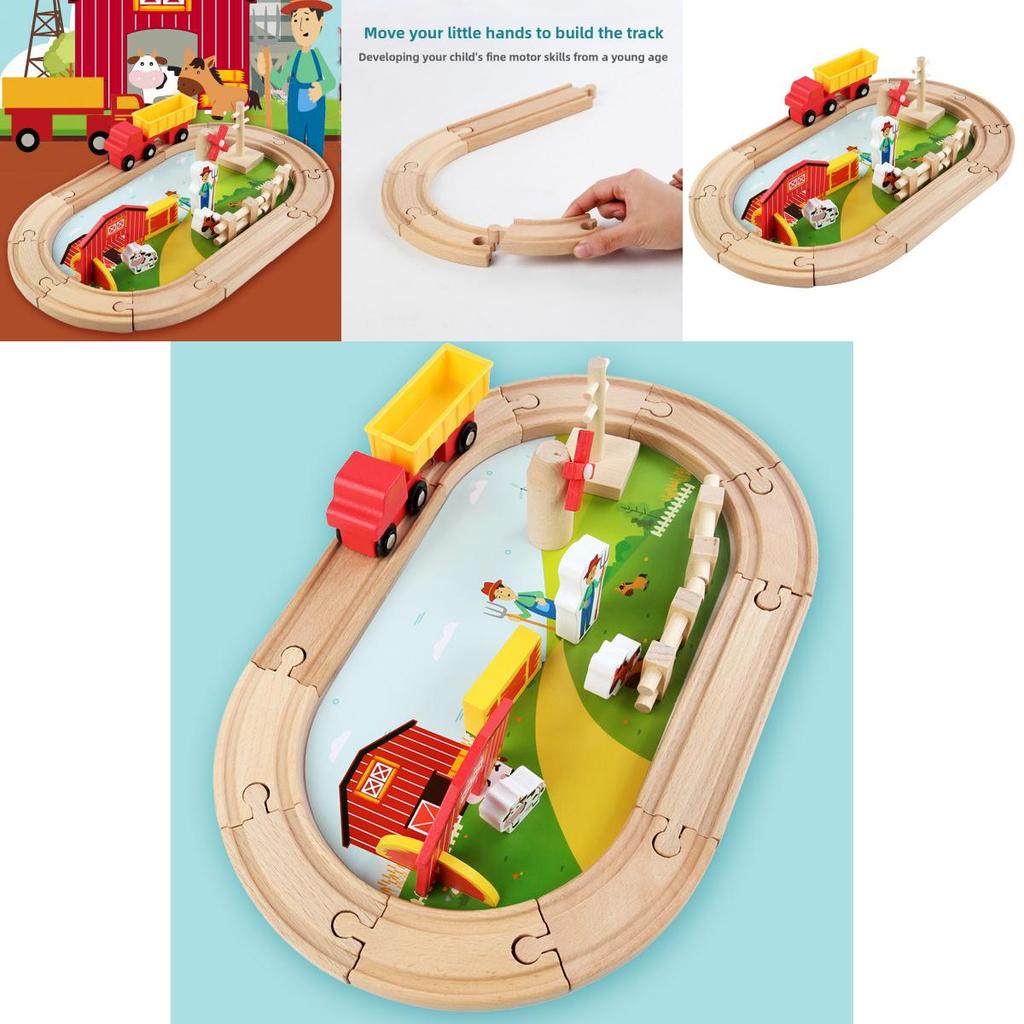 Houten Boerenpad Scène Bouwstenen Kinder Speelgoed Set Voor Kinderen Educatief Spel