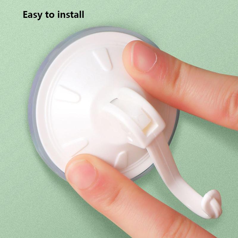 2pcs Suction Cup Hook Reusable Wall-mounted Vacuum Traceless Suction Cup Plastic Hook Toilet Bathroom Wall Punch-Free Hook