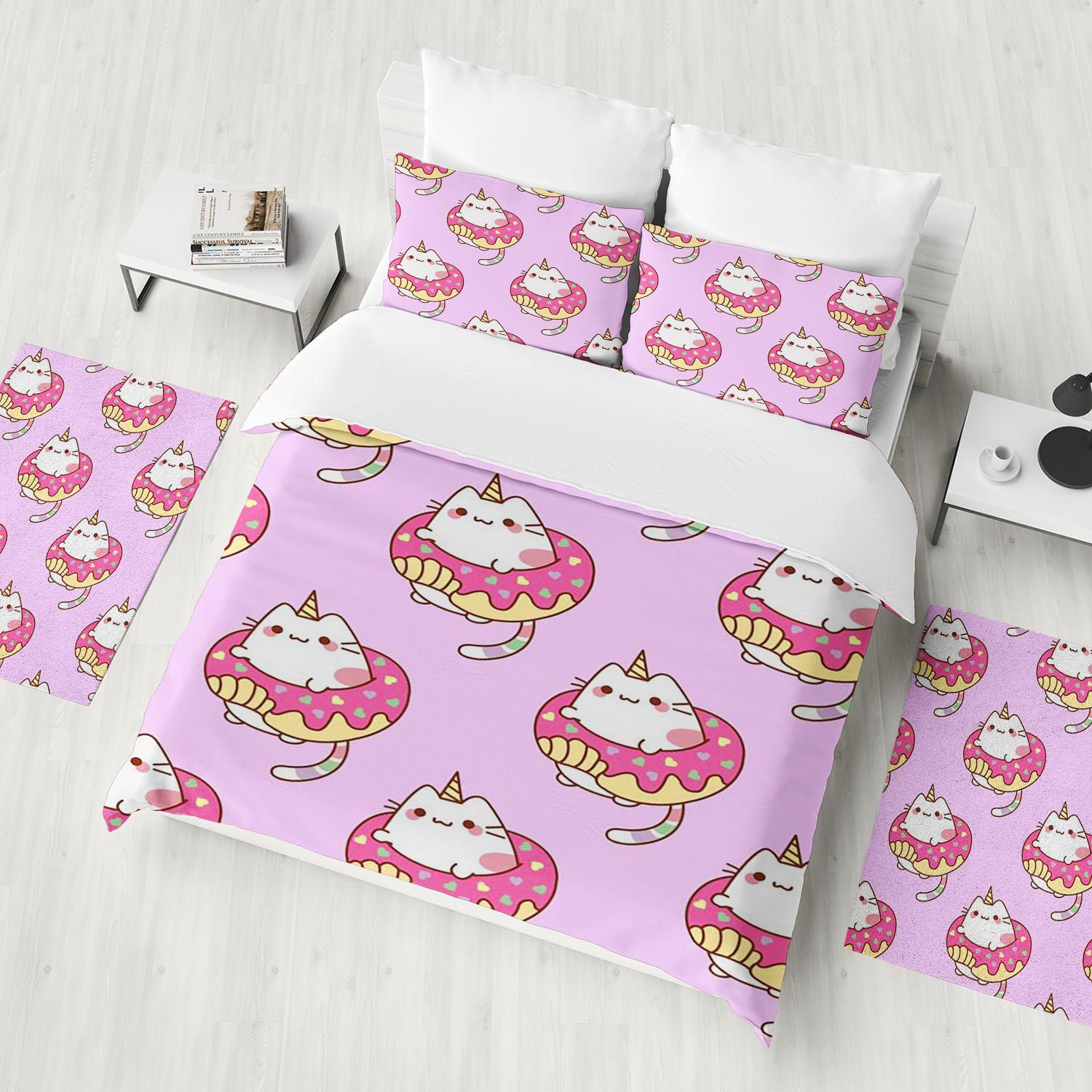 

Cute Cats Duvet Cover Cartoon Bedding Set Children Bedroom Decoration Gift Single Easter Independence Day Christmas Halloween EU Single(135*200cm)3pcs