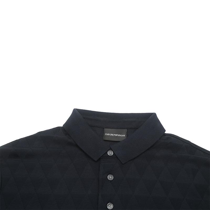Emporio Armani FW23 Solid Color Casual Short Sleeve Polo Shirt Men Tops Dark-Blue 6R1F87-1JGYZ-09N6