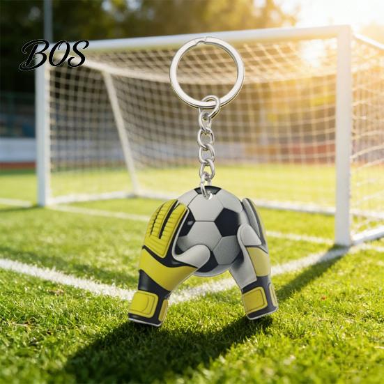 Fußball Schlüsselanhänger Anhänger Anhänger, Torwarthandschuhe Ball Design Schlüsselanhänger, Realistischer Halter Sport Zubehör für Fans Rucksack