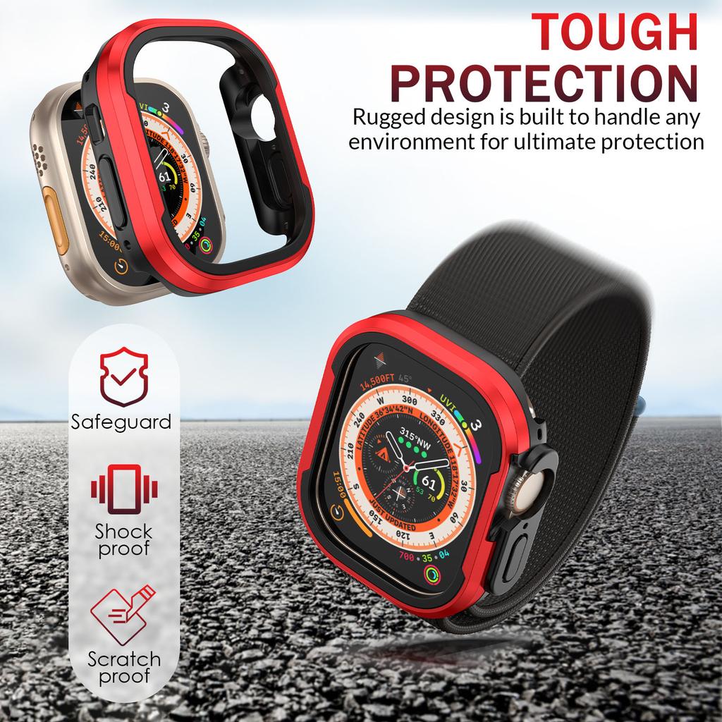 Aluminum & TPU Case Lightweight Full Coverage Watch Case 40/41/44/45mm Compatible for S8/7/6/5/4/SE2 Wear Resistant