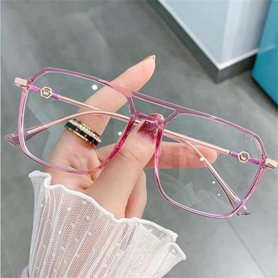 Transparent Pink Square Glasses Frame Luxury Oversized Designer Shades Clear Computer Glasses Women Men Anti Blue Light