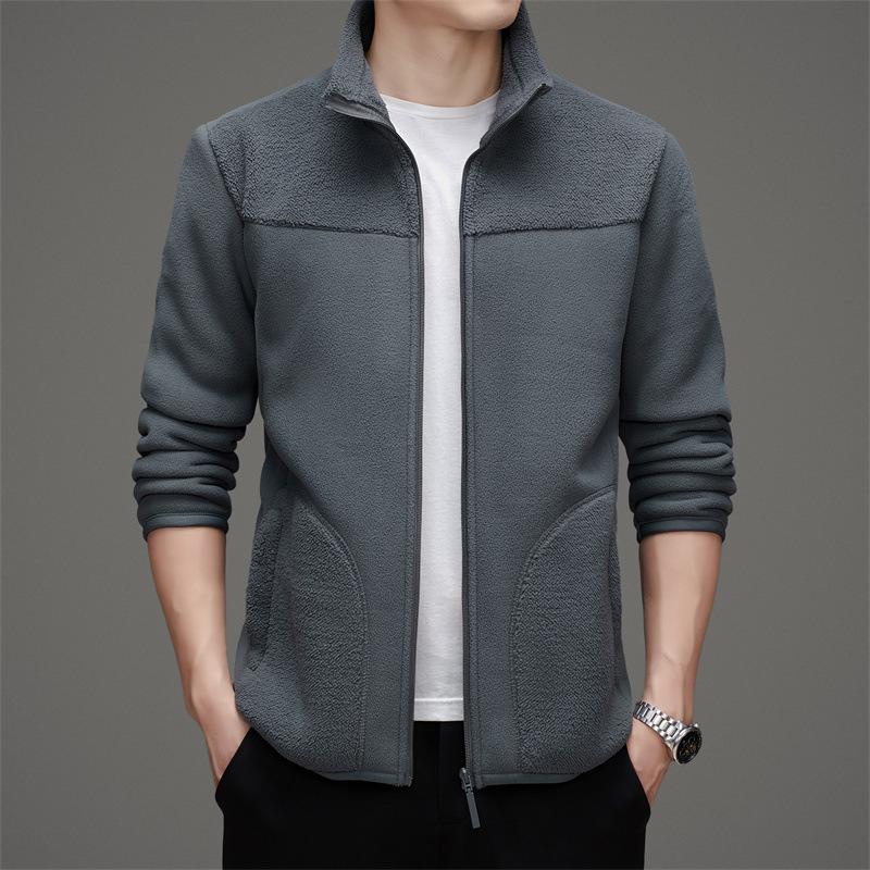 Autumn and Winter Business and Casual Korean Men's Jacket Fleece Jacket Youth O'er Fleece Jacket