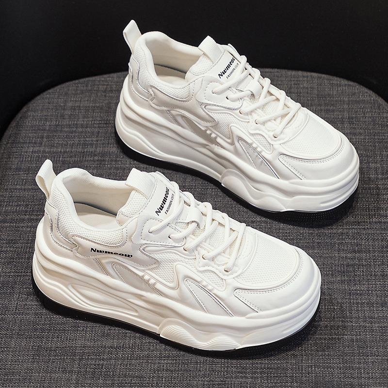 

Обувь из натуральной кожи, обувь-попсы, толстая подошва, обувь на платформе, повседневная белая обувь 39 чёрный