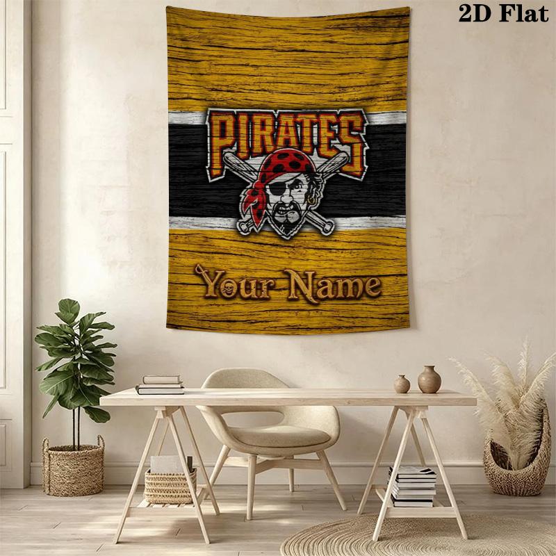 Name Custom Pittsburgh Pirates Wall Tapestry Aesthetic Wall Hanging Printed Fabric Blanket Decorative Tapestries for Bedroom Living Room Home Decor