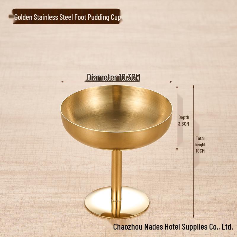 304 Stainless Steel Elevated Ice Cream and Dessert Cup, Silver Gold