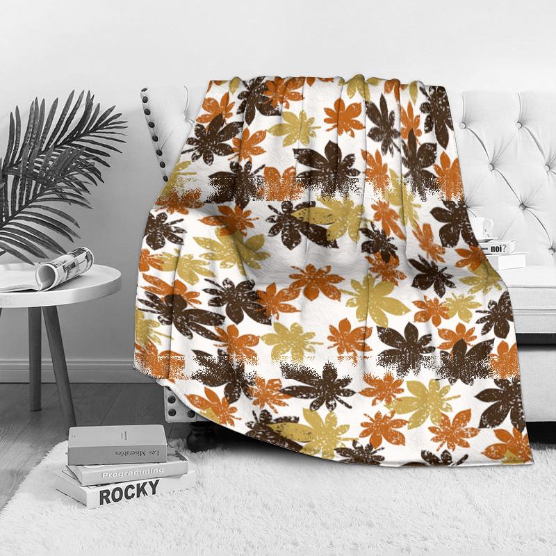 Autumn leaf pattern Throw Blanket Fall Autumn Snowflake Print Cozy Soft Plush Blanket for Sofa Bed Decoration Gift 180x250CM