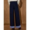 Coolhut Preppy Style Blue Plaid Contrast Corduroy Straight-Leg Slimming Winter New Women's Casual Pants