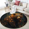 Golden Bear Round Area Rug,Carpet Rug for Living Room Bedroom Sofa Playroom Decor,Non-slip Floor Mat