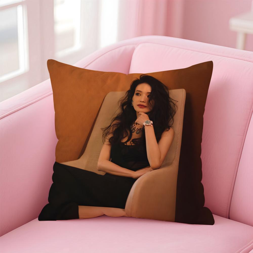 Chinese Star Fashion Elegant SShu Qi Cushion Cover Pillow Case Soft Friendly Fabric Concealed Zipper