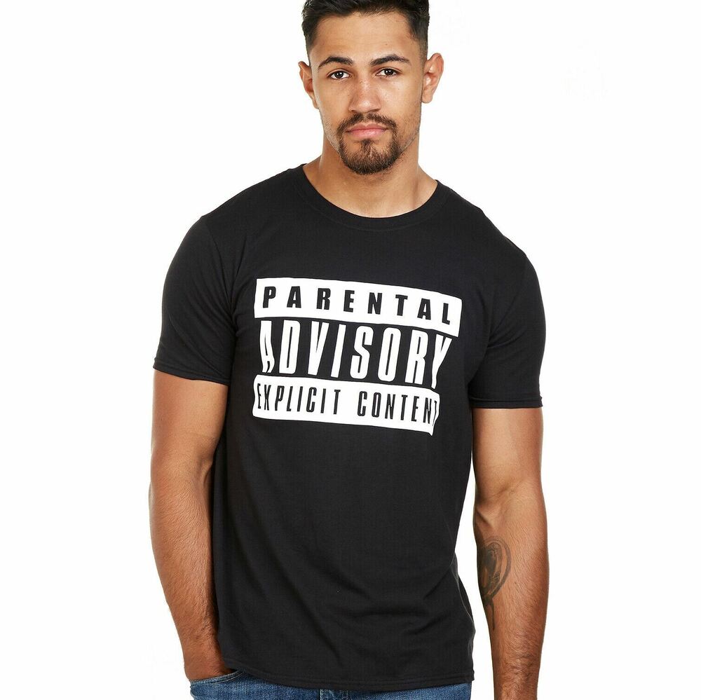 

Черная футболка унисекс с логотипом Parental Advisory S
