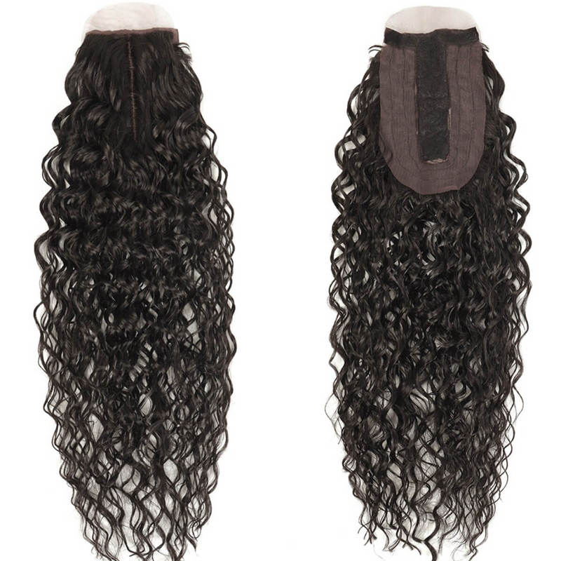 Synthetic Kinky Curly Deep Wave Hair Bundles 4PCS With Lace Closure 22-24 Inch 260g High Temperature Fiber Hair Extensions Weave