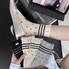 Summer Lightweight Ankle-length Sheer Mesh Patterned Tube Socks, Versatile Long Socks Made of Pure Cotton.