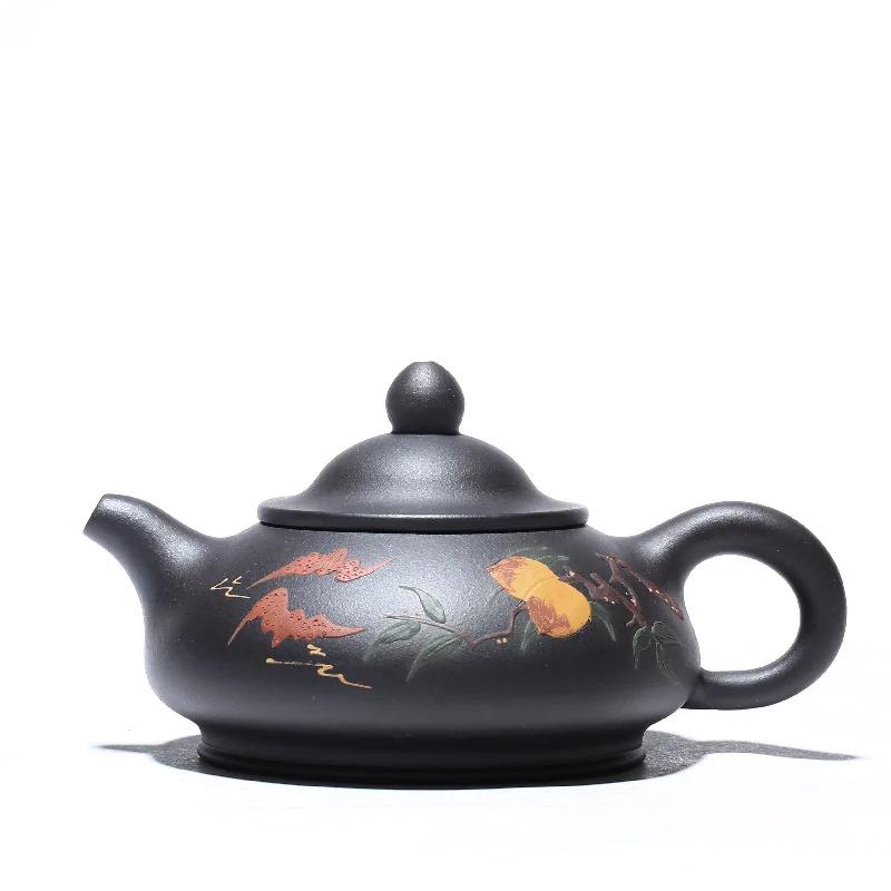 

230 мл китайский фиолетовый глиняный чайник Xishi ручной работы с отверстием для фильтра чайный набор бытовой портативный чайник Tie Guanyin Puer чёрный
