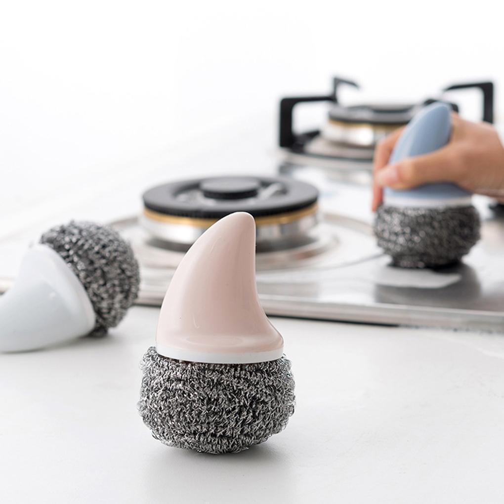 Stainless Steel Wire Ball Cleaning Brush Washing Removable Scrubber Bathroom Sink Clean Dirty Removing Gadgets Household