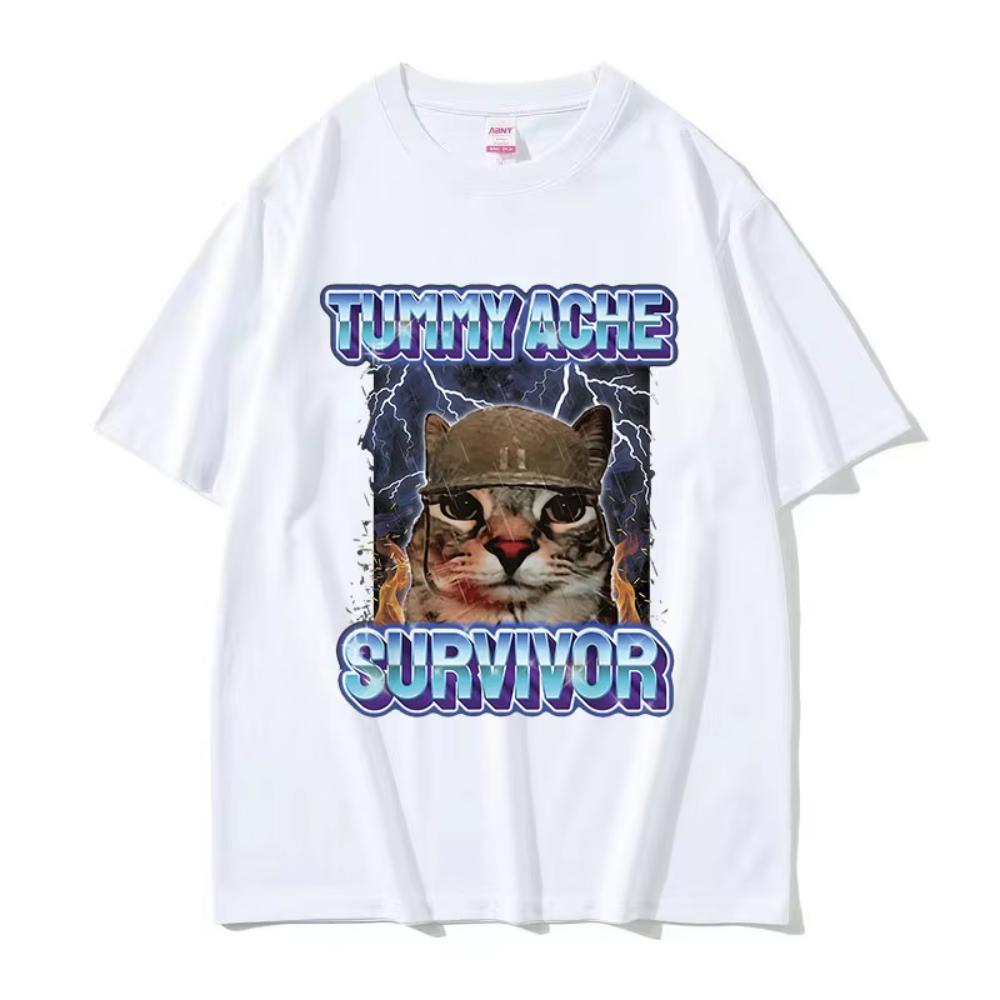 Abdominal Pain Survivor Funny Cat Emoji Tshirt Unisex Highquality and Fashionable Tshirt Unisexs Cotton Tshirt M