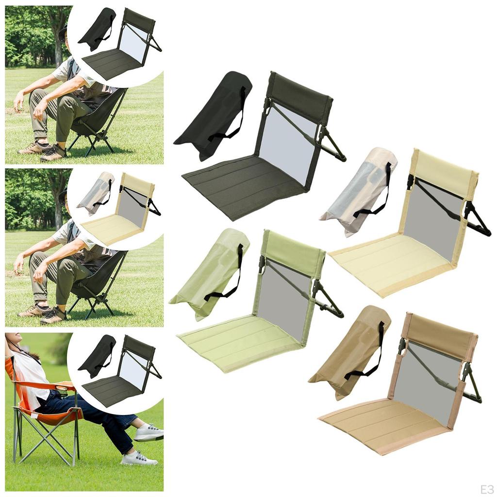 Floor Chair with Back Support Camp Bleacher Cushion Seat Pad Storage Bag Foldable Beach
